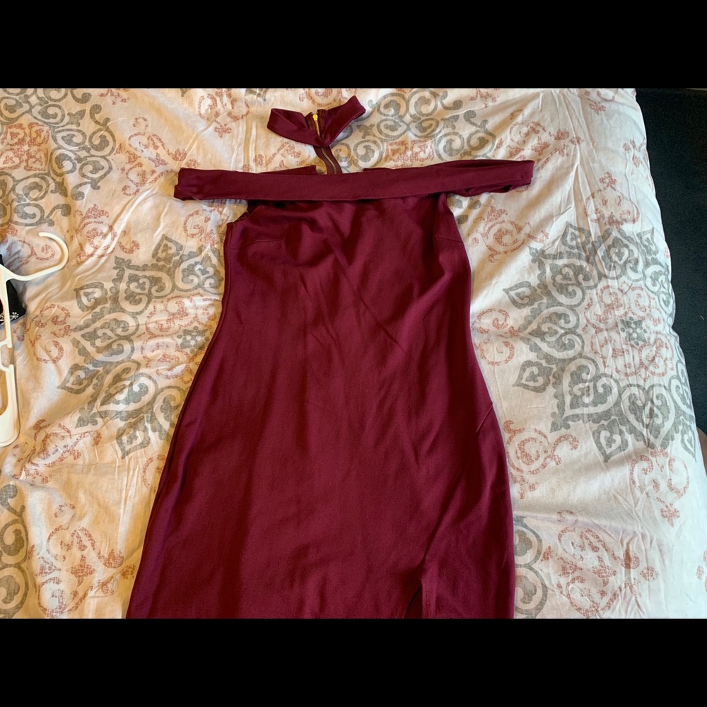 Red Bodycon Slit Dress